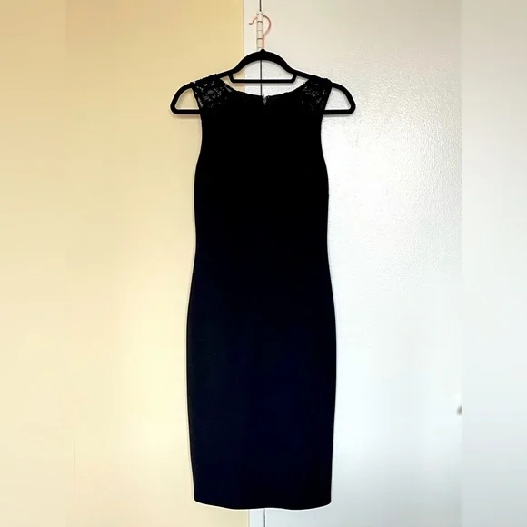 knee length dresses for ladies Bebe Women's Lace Inset Midi Dress main image 0